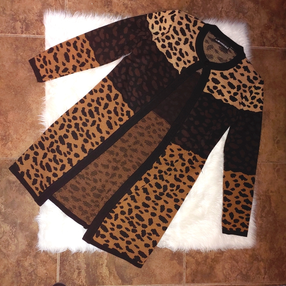 Sag harbor long animal print sweater size small